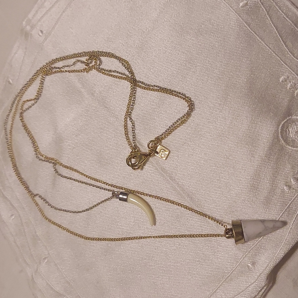 Banana Republic Double Strands Gold-tone and Silver-tone Pendent necklace